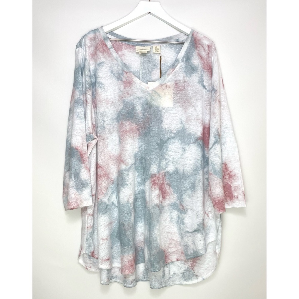 NWT Cynthia Rowley 100% Linen Scoop Neck Tie Dye Top Shirt Size 2X